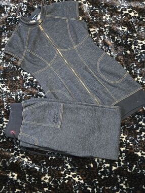 BEBE SPORT Charcoal Gray 2-Piece Fleece Set, XS & S.